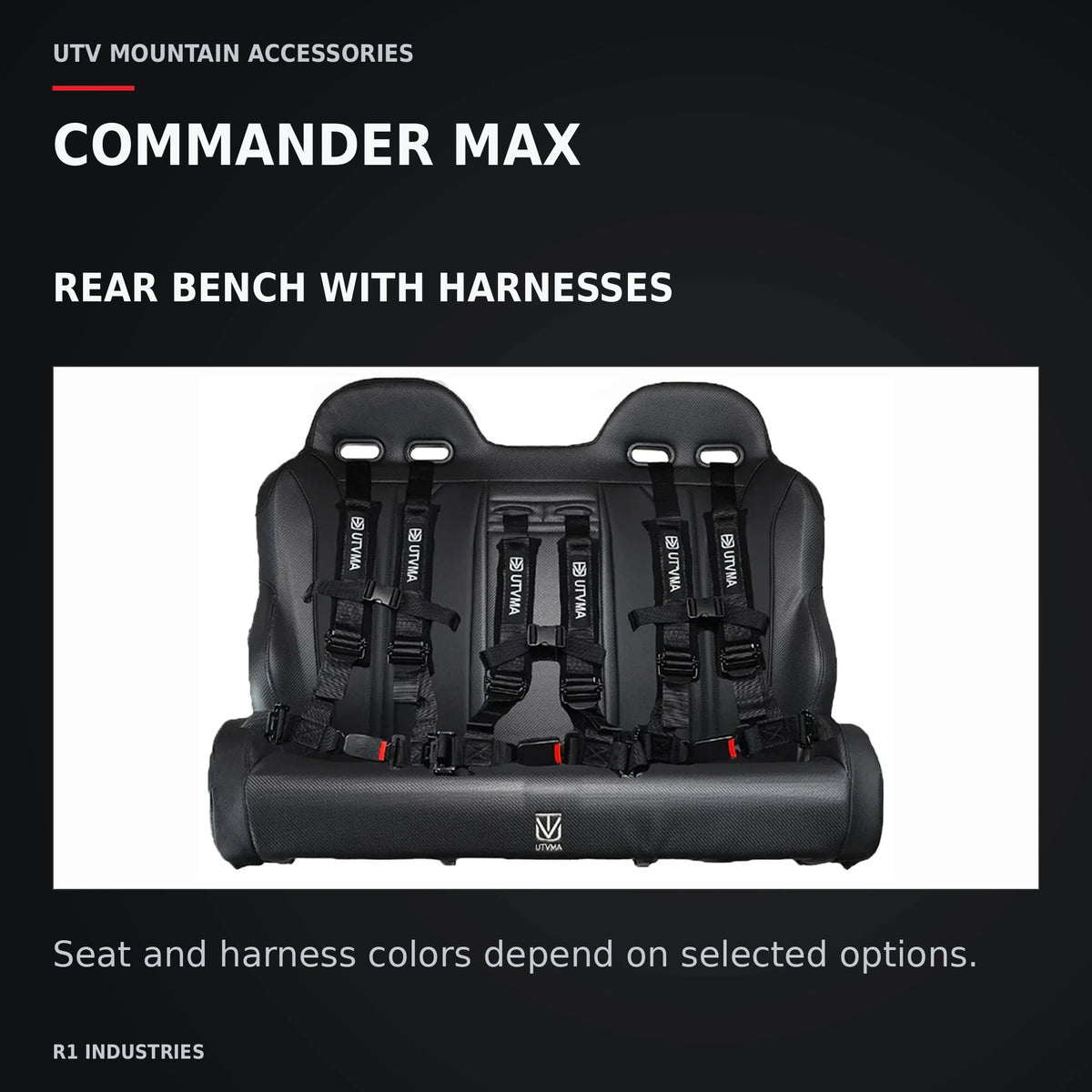 UTVMA Commander MAX Rear Bench with Harnesses (2021+) — COMMANDER MAX. REAR BENCH WITH HARNESSES