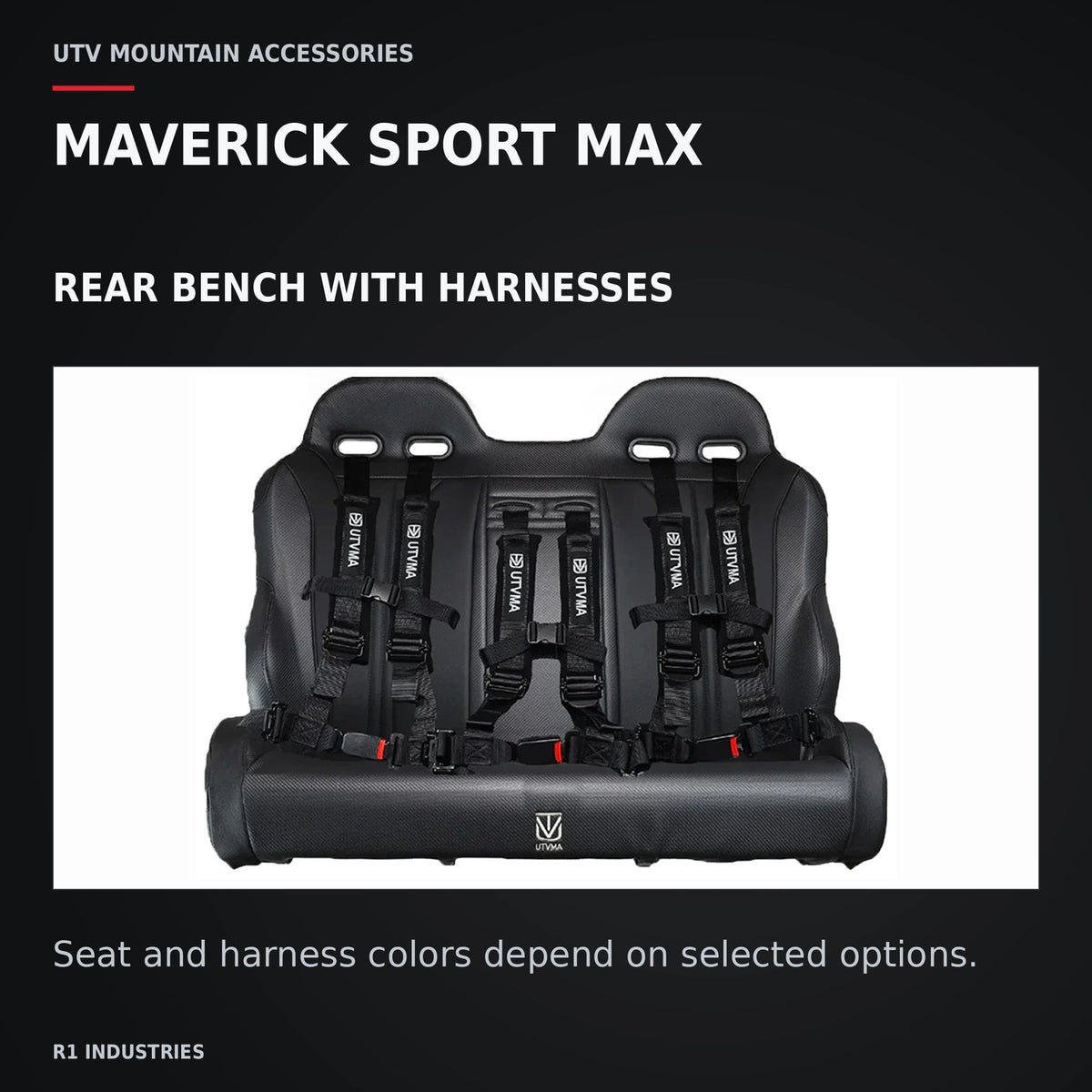 UTVMA Maverick Sport MAX Rear Bench with Harnesses (2019+) — MAVERICK SPORT MAX. REAR BENCH WITH HARNESSES