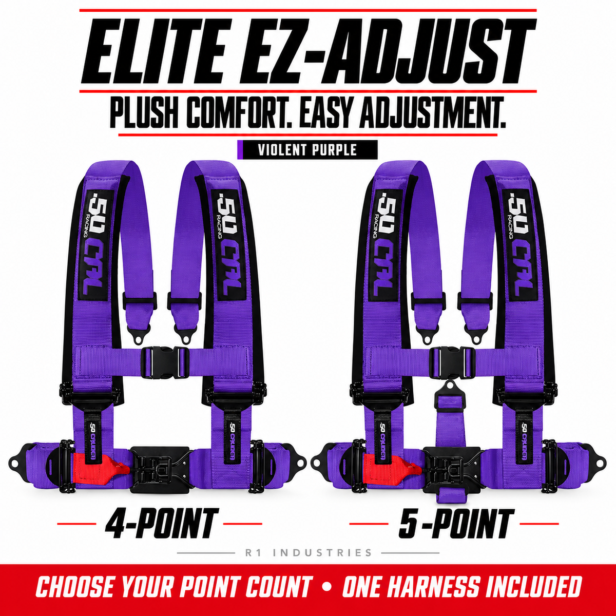 Elite EZ-Adjust Violent Purple: 4-point and 5-point options; one selected harness included