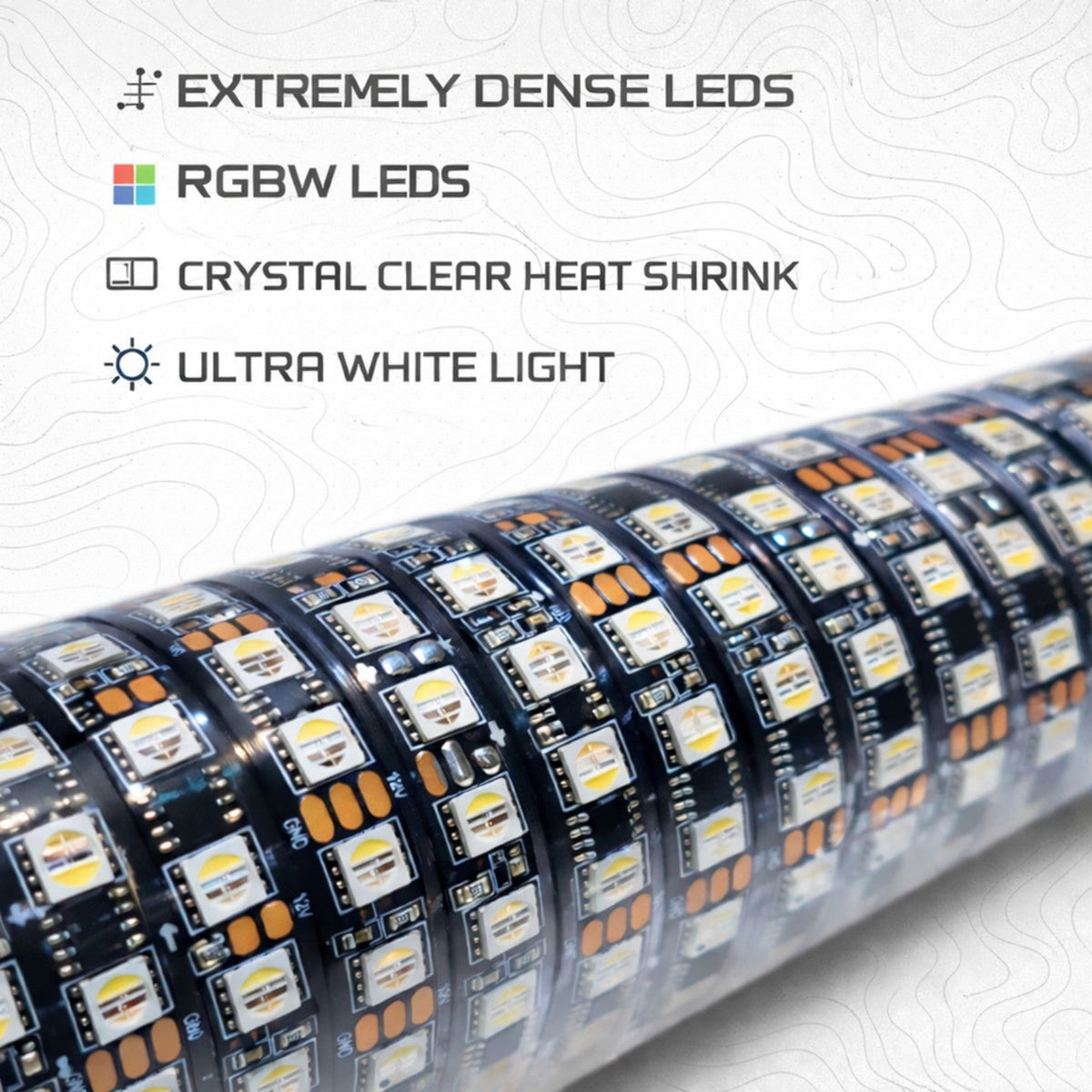 R1 Fatty Whips dense RGBW LEDs with crystal clear heat shrink