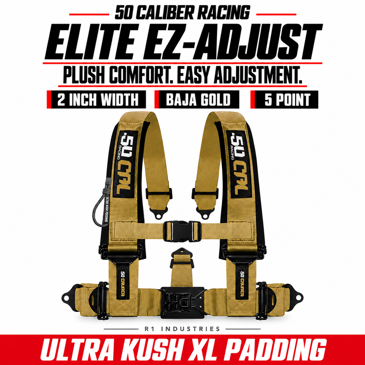 Elite EZ-Adjust 4/5-Point UTV Harness — 2" width / Baja Gold / 5 Point