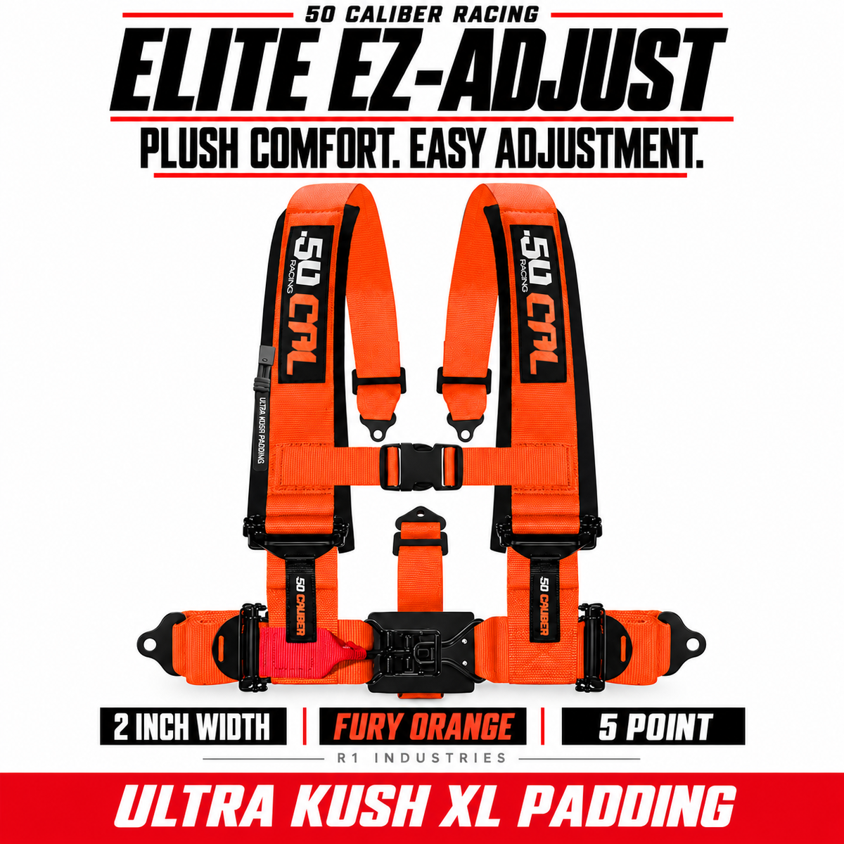 Elite EZ-Adjust 4/5-Point UTV Harness — 2" width / Fury Orange / 5 Point