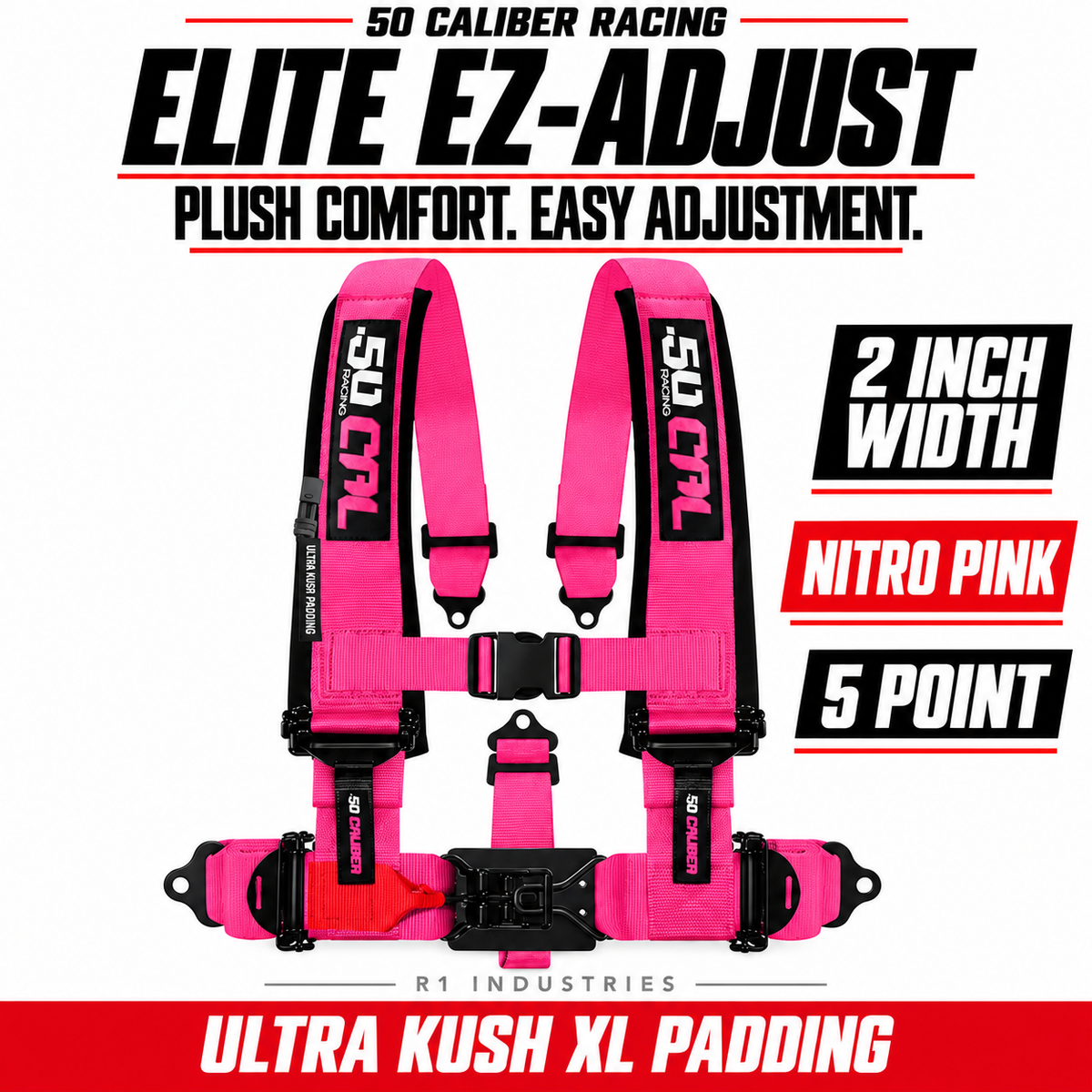 Elite EZ-Adjust 4/5-Point UTV Harness — 2" width / Nitro Pink / 5 Point