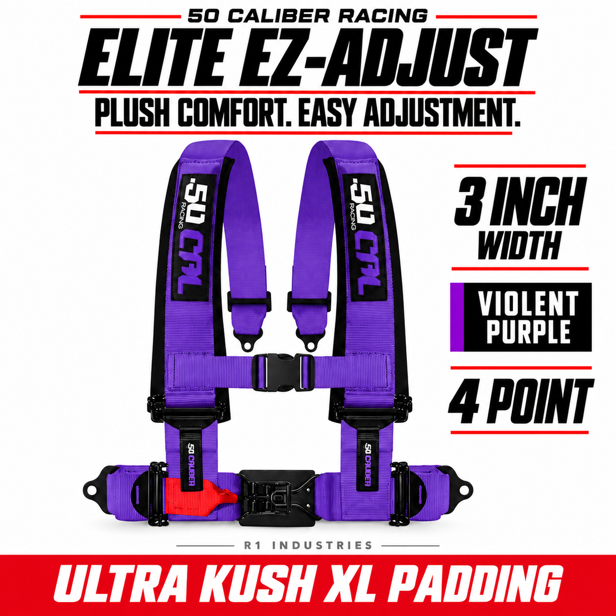 Elite EZ-Adjust 4/5-Point UTV Harness — 3" width / Violent Purple / 4 Point