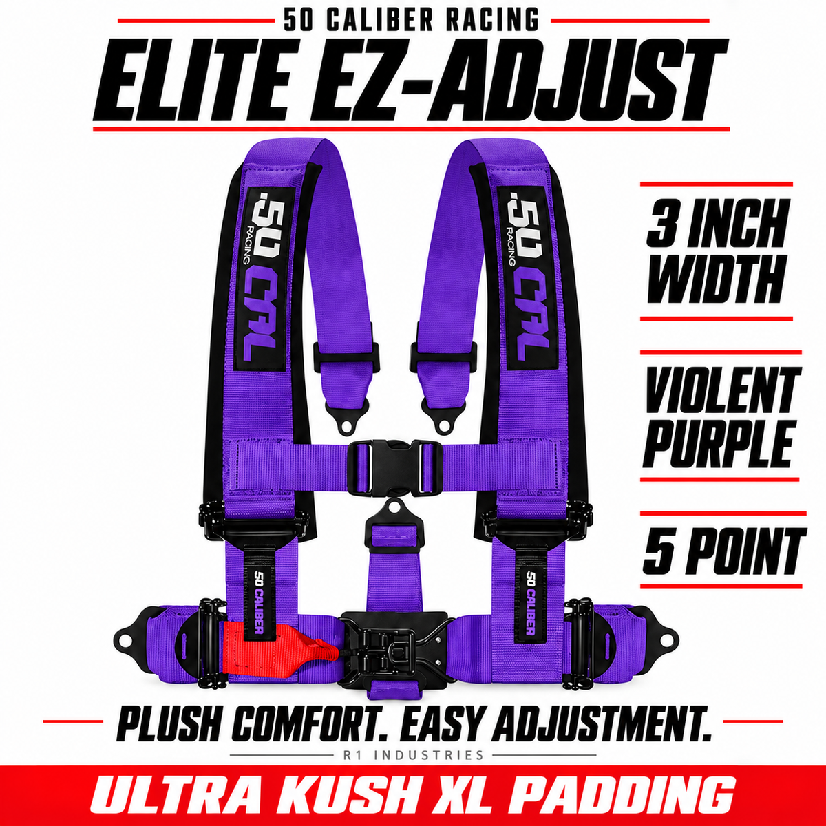 Elite EZ-Adjust 4/5-Point UTV Harness — 3" width / Violent Purple / 5 Point