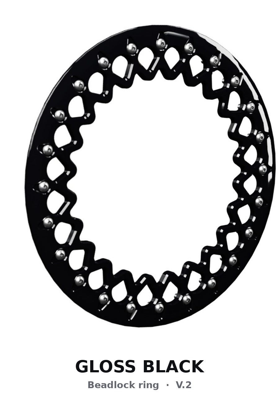15″ Billet Aluminum UTV Beadlock Wheel (Packard V2 Super Star Black, 4x110) — Ring option — ring gloss black v2