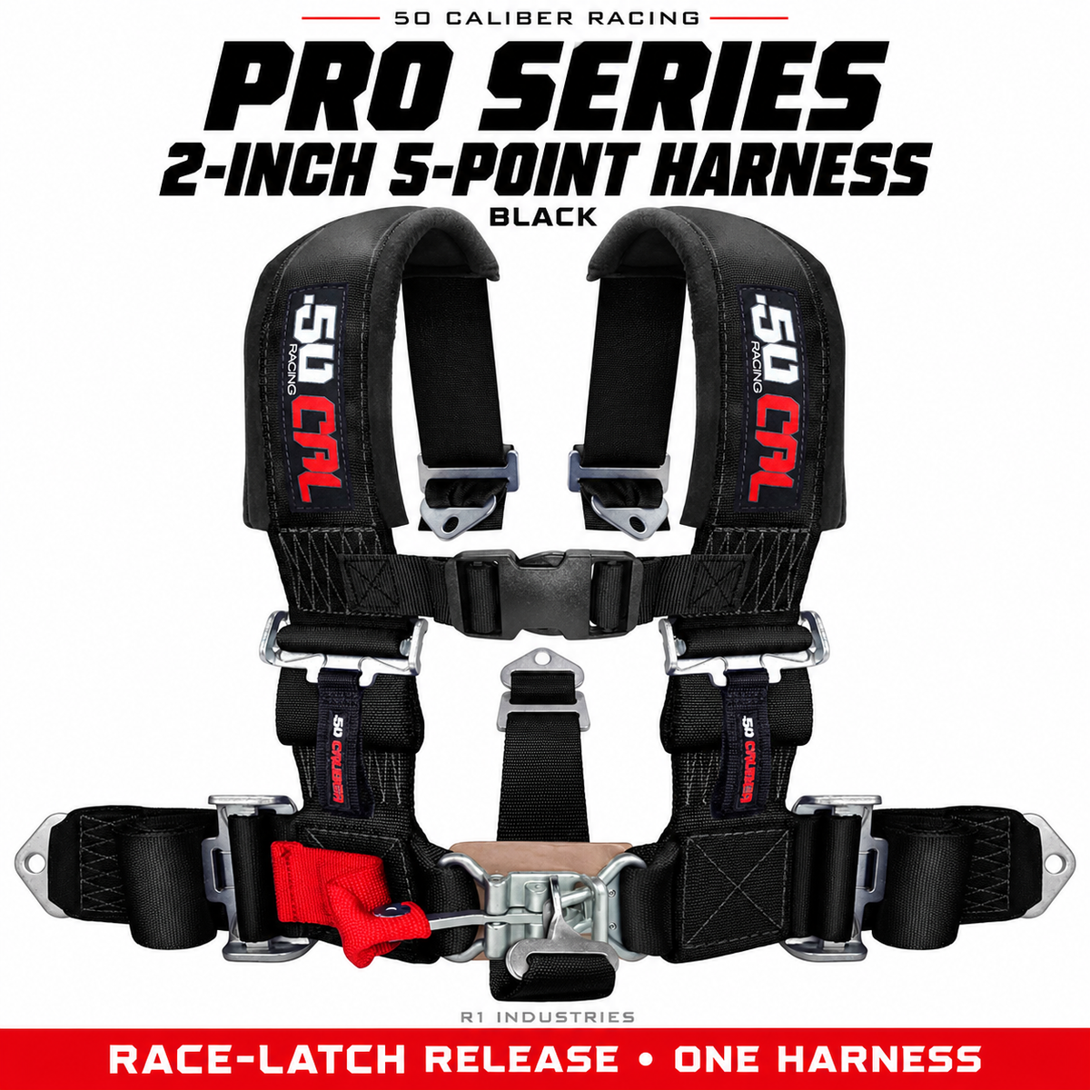 BLACK Pro Series 2-inch 5-point race-latch harness — standalone color image