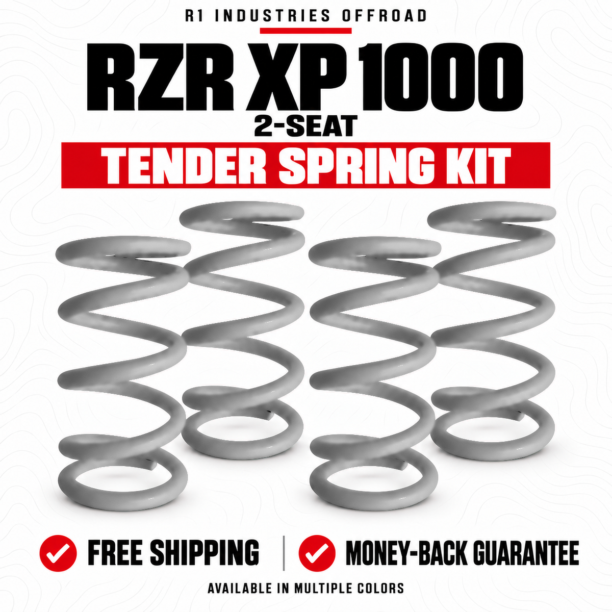 Polaris RZR XP 1000 2-Seat Tender Spring Kit in Raw vapor-blasted spring metal finish
