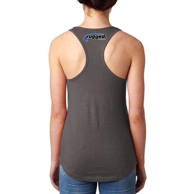 Photo of Rugged Radios GARAGE Ladies Racerback Tank Top - Grey by Rugged Radios - Premium for UTVs / Side by Sides
