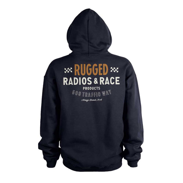 Photo of Rugged Radios VINTAGE RACE Pullover Hoodie - Navy Blue by Rugged Radios - Premium for UTVs / Side by Sides