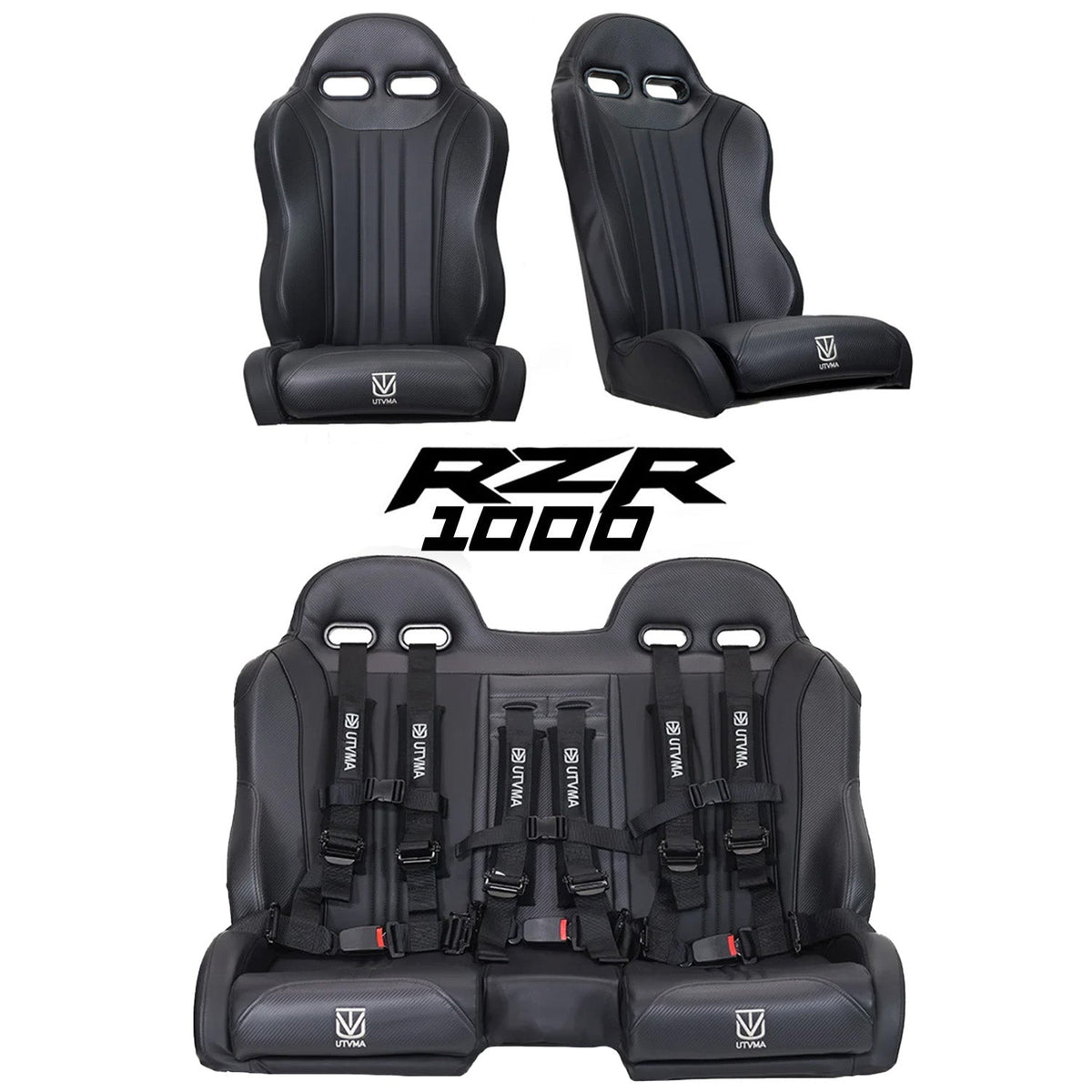 RZR 1000 Front Bucket & Rear Bench Seat Set with 4-Point Harnesses