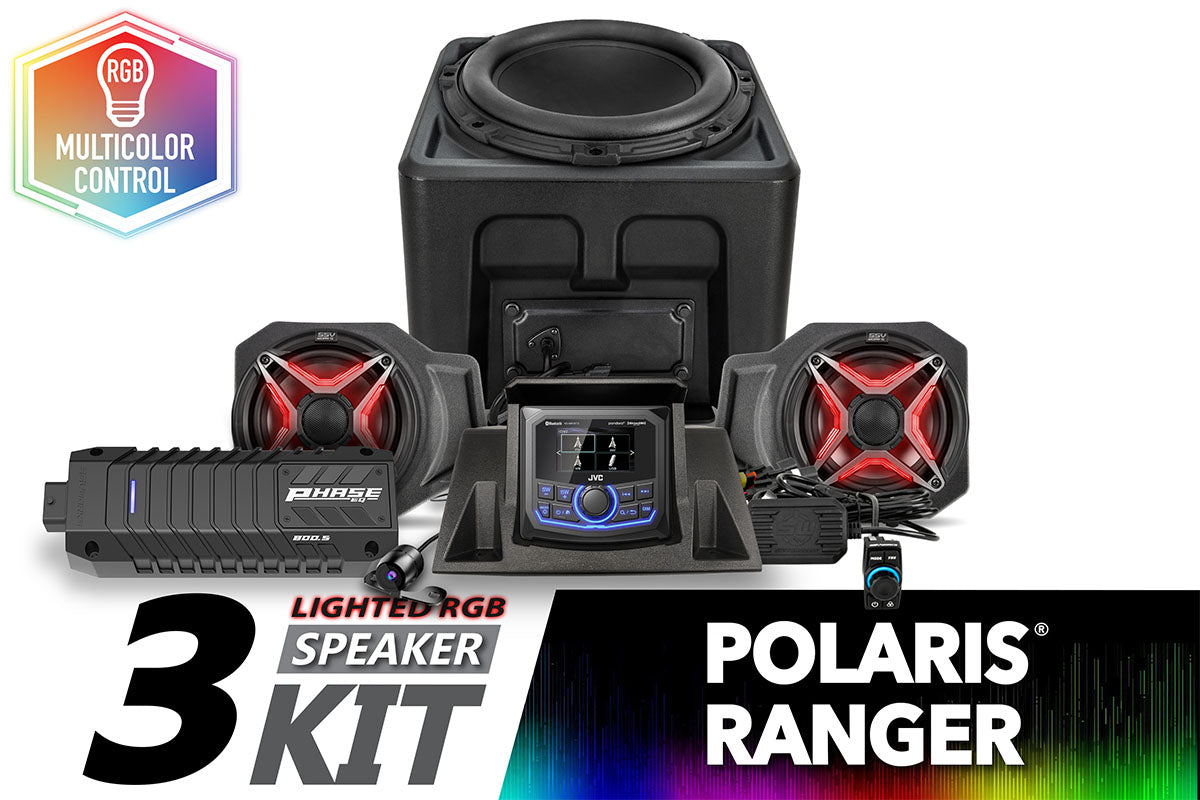 SSV Works '18-'24 Polaris Ranger XP 1000 V-Spec 3-Speaker Audio System w/JVC