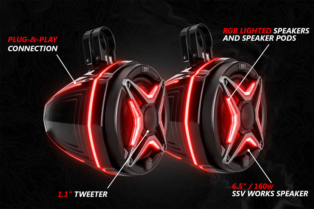 SSV Works '18-'24 Polaris Ranger XP 1000 V-Spec 5-Speaker Audio System for Ride Command