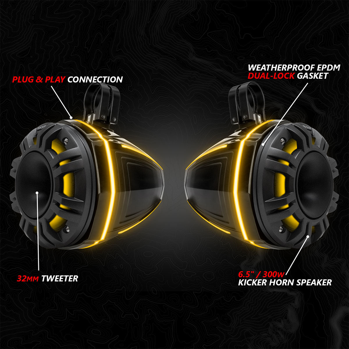 SSV Works '24-'26 Can-Am Maverick R Phase-6 K-Spec 1400watt 6-Speaker Stereo System With Kicker Horns