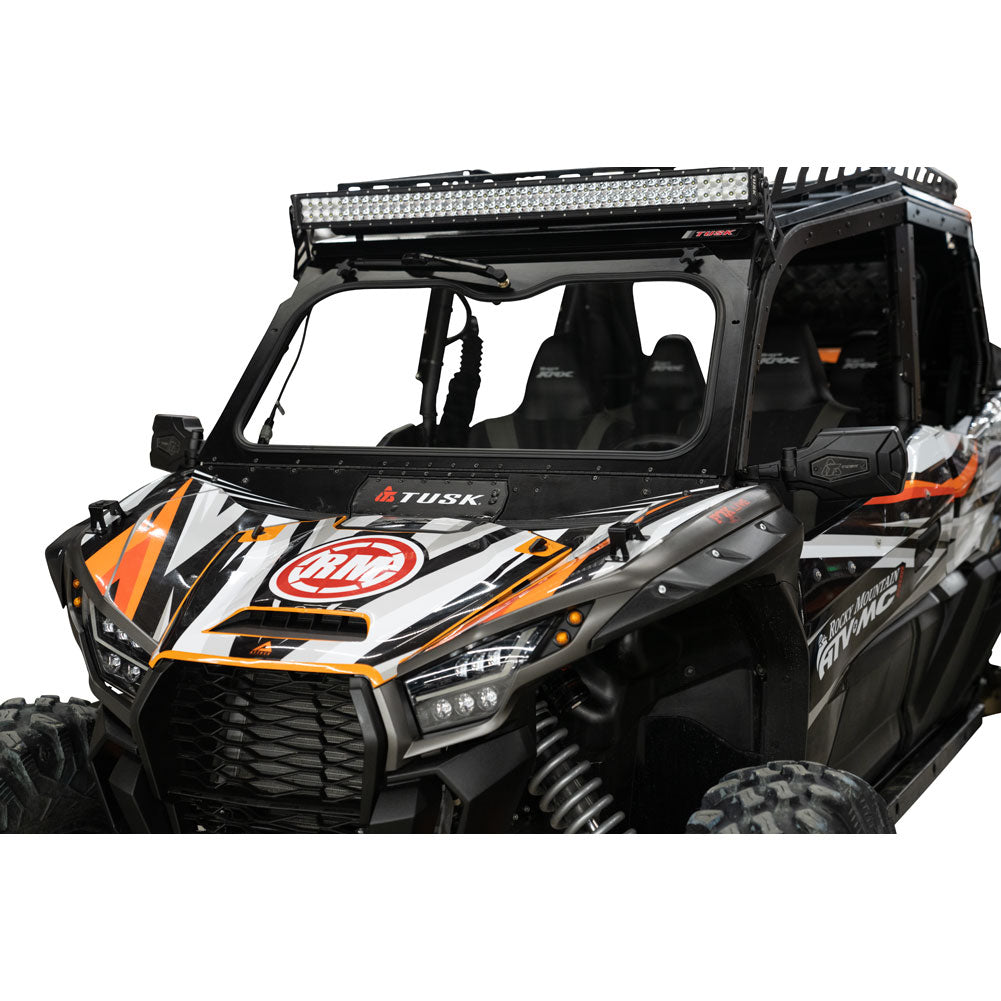 Tusk UTV Folding Glass Windshield w/ Wiper Kawasaki Teryx KRX 1000 2020–2026*