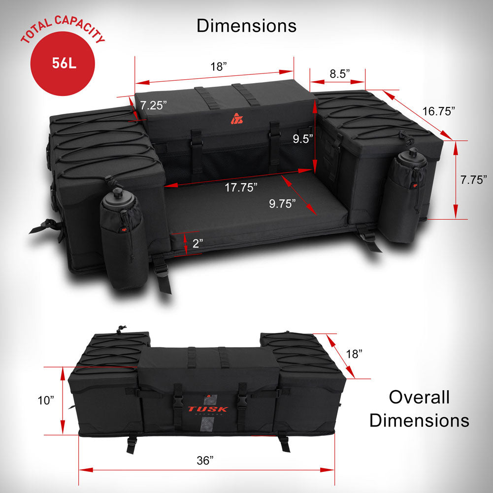 Tusk Trail-Runner Zipperless ATV Rear Rack Bag Universal