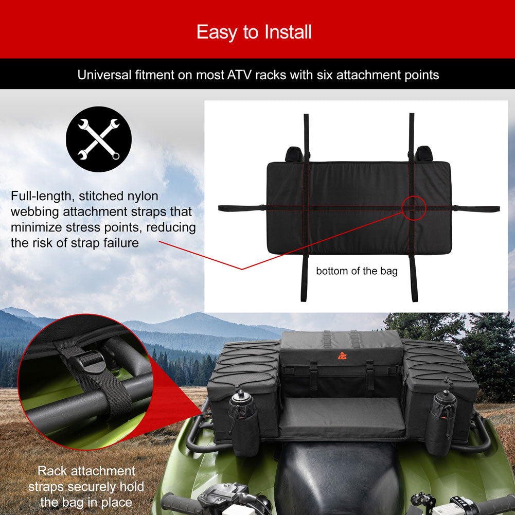Tusk Trail-Runner Zipperless ATV Rear Rack Bag Universal