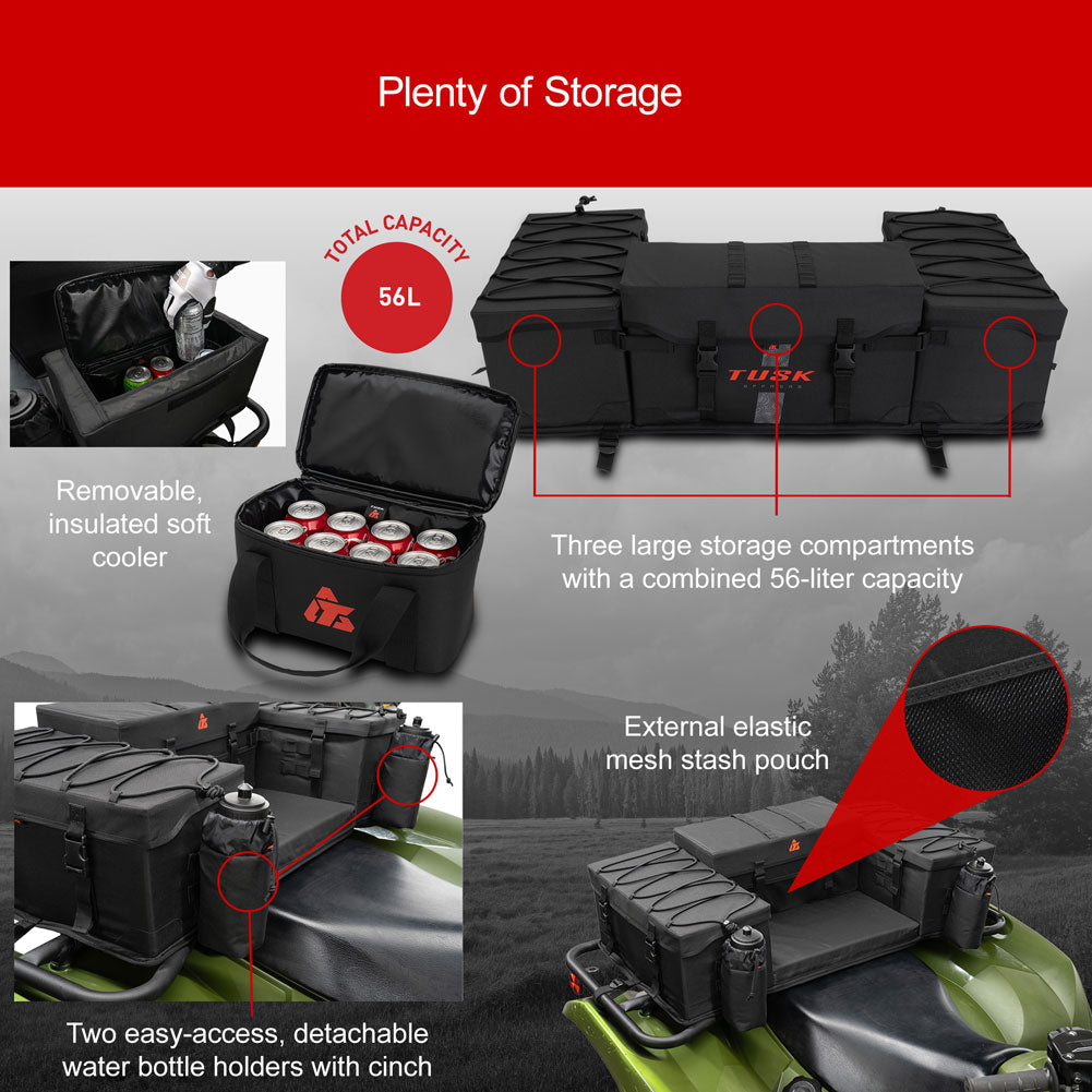 Tusk Trail-Runner Zipperless ATV Rear Rack Bag Universal