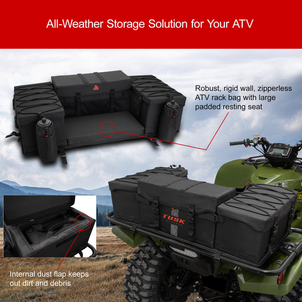 Tusk Trail-Runner Zipperless ATV Rear Rack Bag Universal