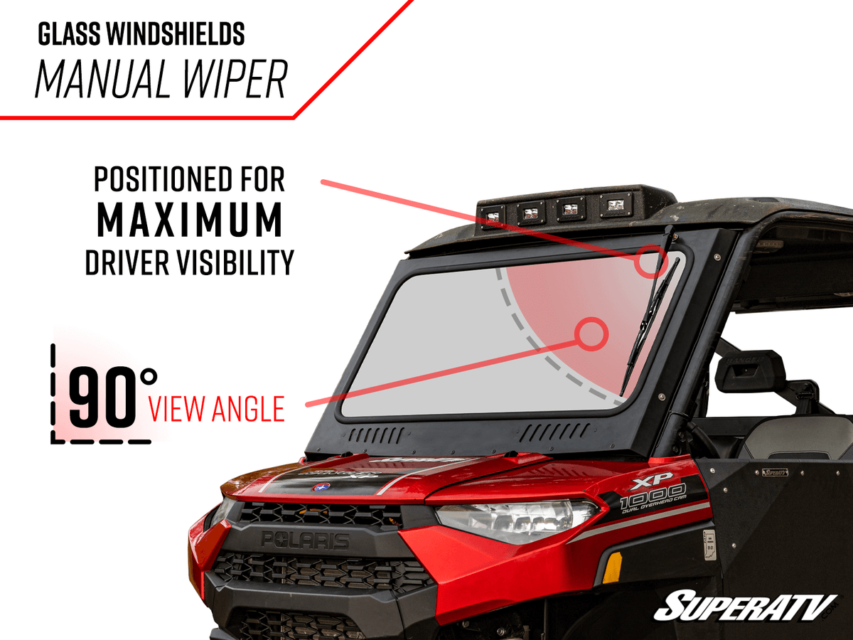 Photo of SuperATV Polaris Ranger XP Kinetic Glass Windshield by SuperATV - Premium Windshields for UTVs / Side by Sides