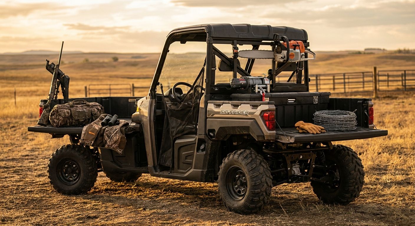 Side-by-side accessories for hunting and ranch work