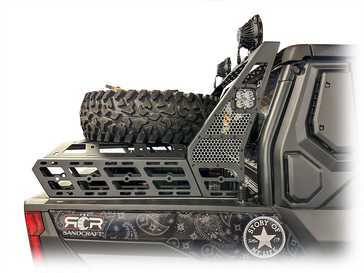 Polaris Xpedition XP with DRT Motorsports chase rack and tire carrier system