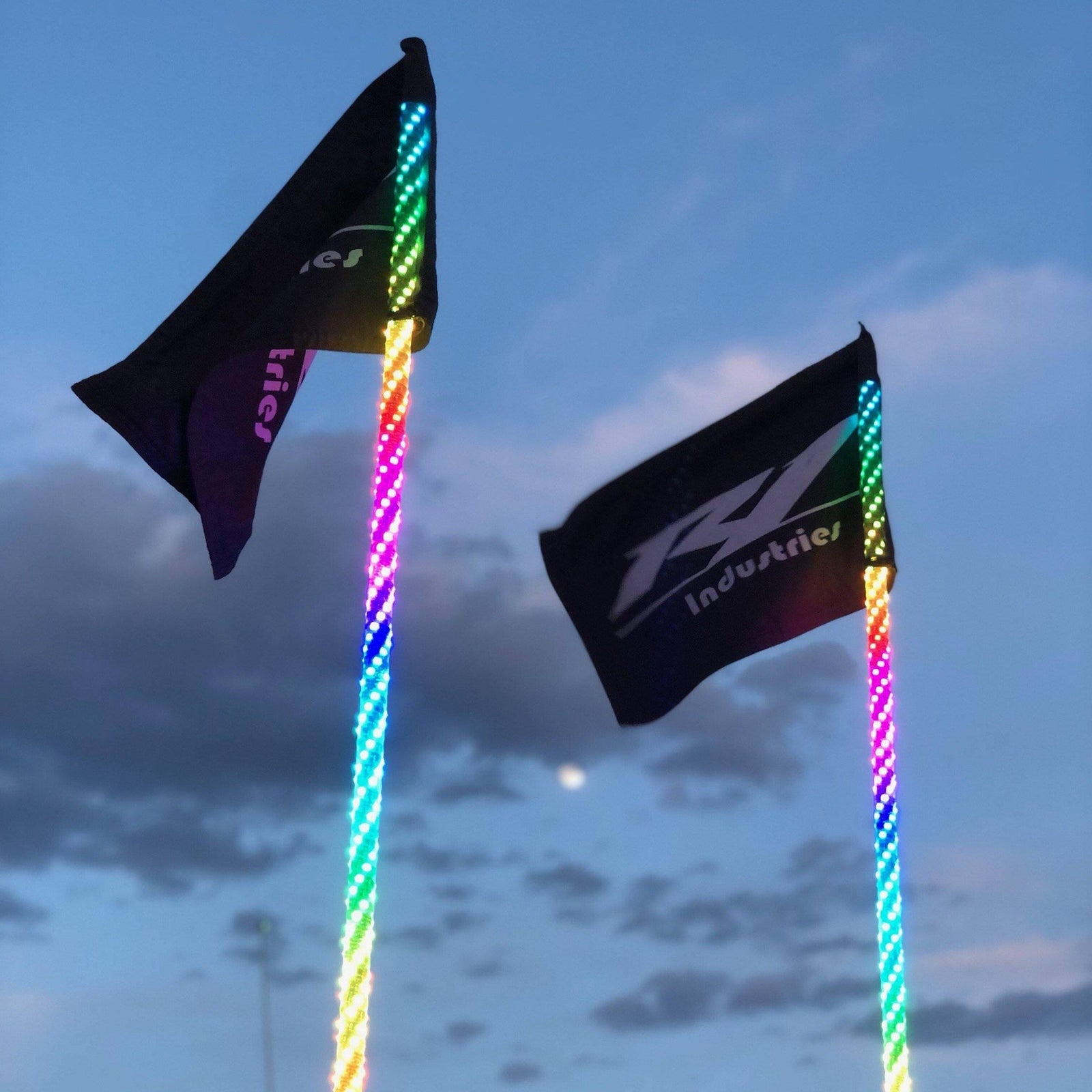 Four-foot R1 LED dune whip illuminated in multiple colors