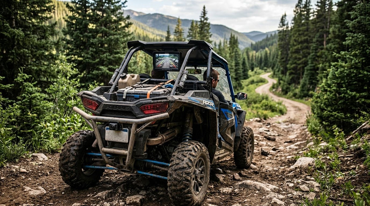Backup cameras for UTV trail and hauling visibility