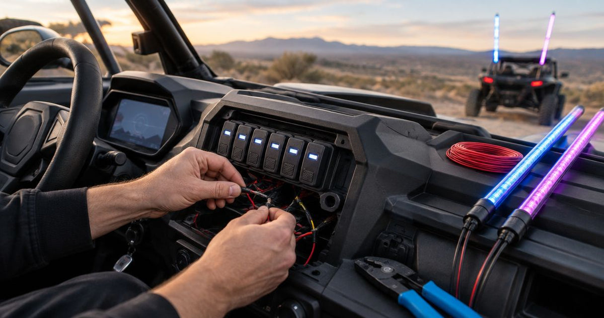 How to wire LED whip lights into your UTV's factory switch panel