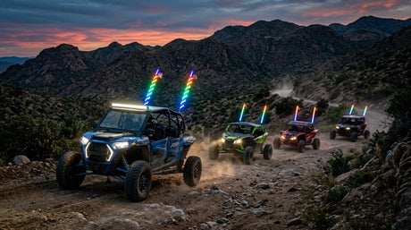 LED whips for night trail visibility and style