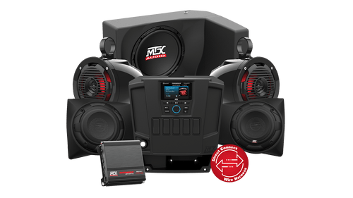 Polaris Ranger UTV audio system with speakers amplifiers and subwoofer collection