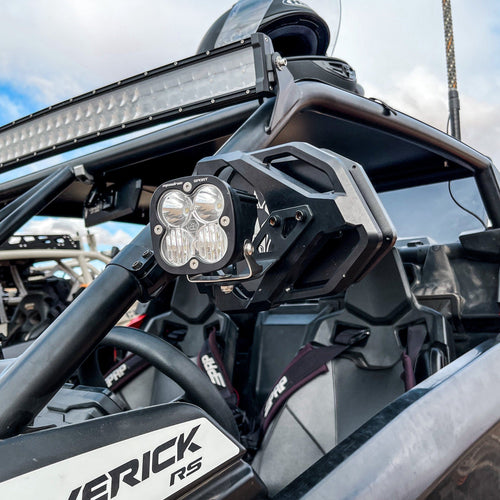 UTV side mirror with integrated LED light collection
