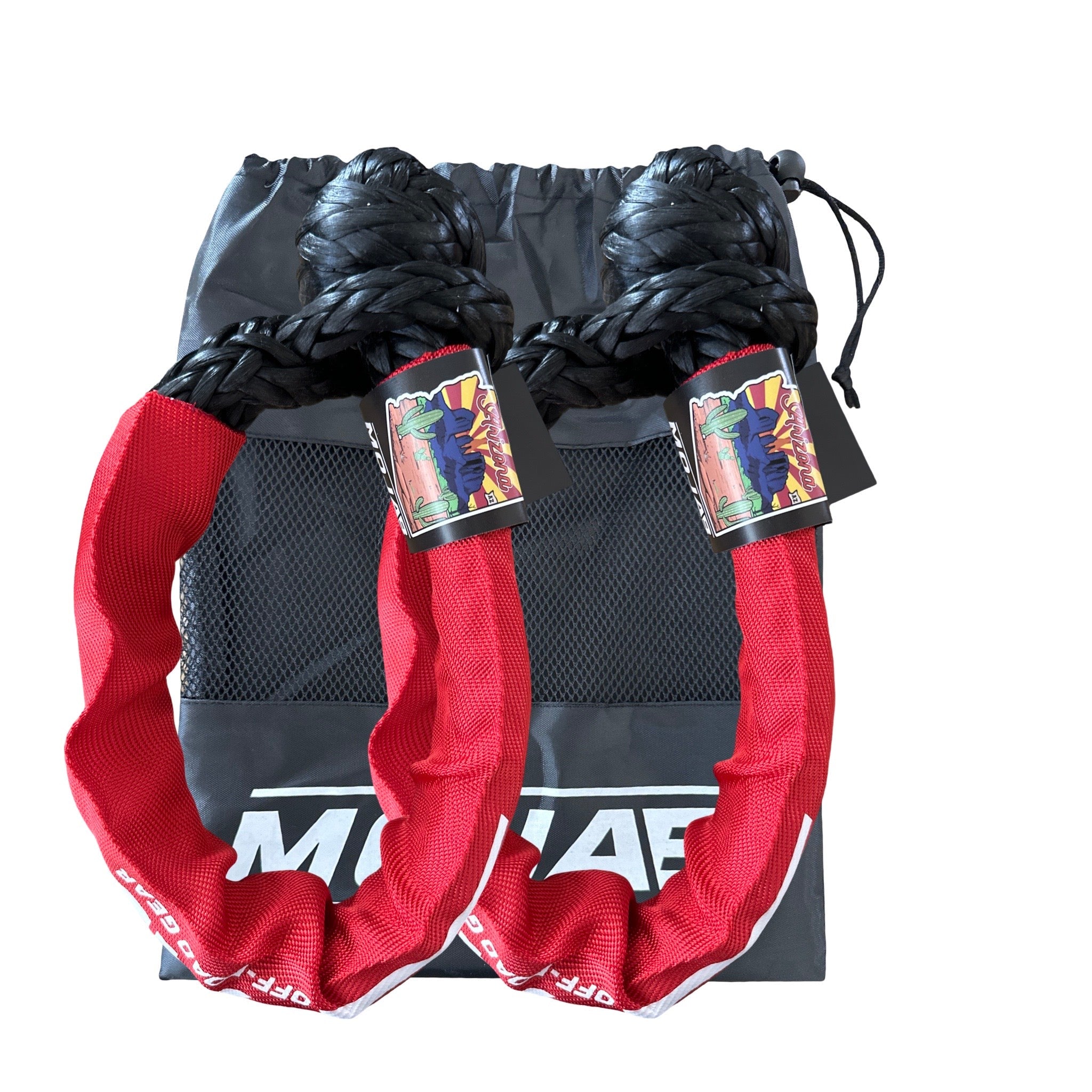 Photo of Limited Edition 1/2'' x 24'' Black Soft shackle with Red Sleeve by MOJAB OFFROAD - Premium for UTVs / Side by Sides