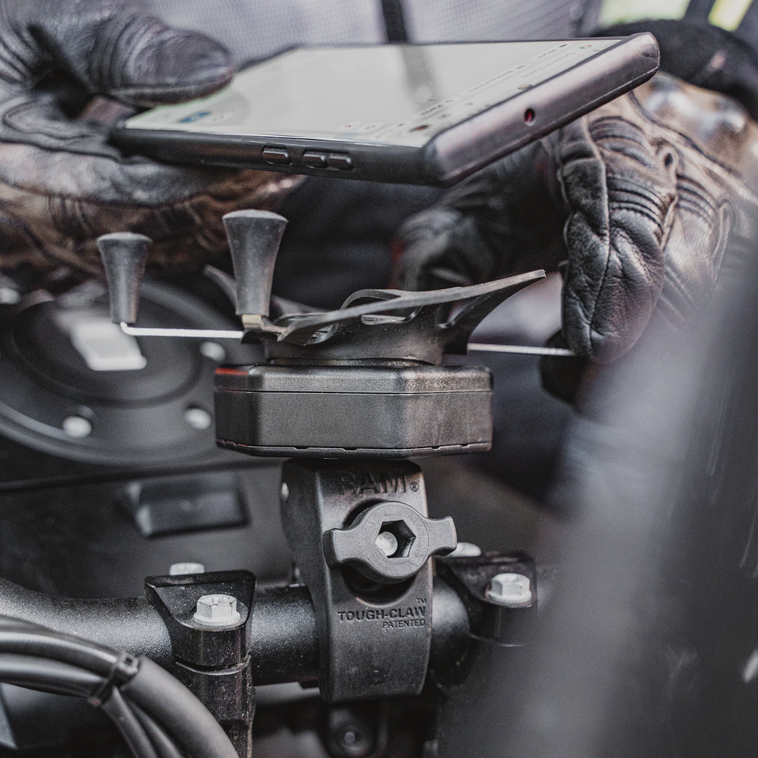 Photo of X-GRIP VIBE-SAFE L PHONE MOUNT WITH SMALL TOUGH-CLAW by RAM - Premium Accessories for UTVs / Side by Sides