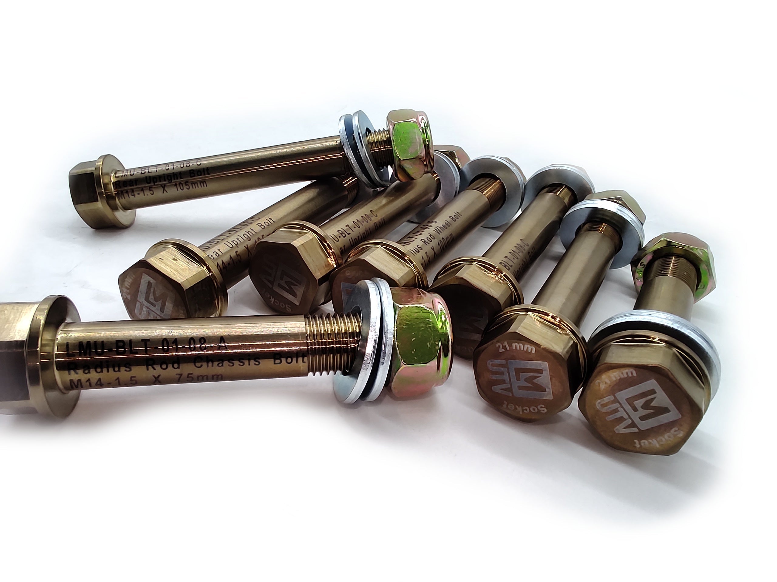 Photo of Polaris Pro R and Turbo R High Strength Rear Radius Rod Bolt Kit by LM-UTV - Premium Bolts for UTVs / Side by Sides