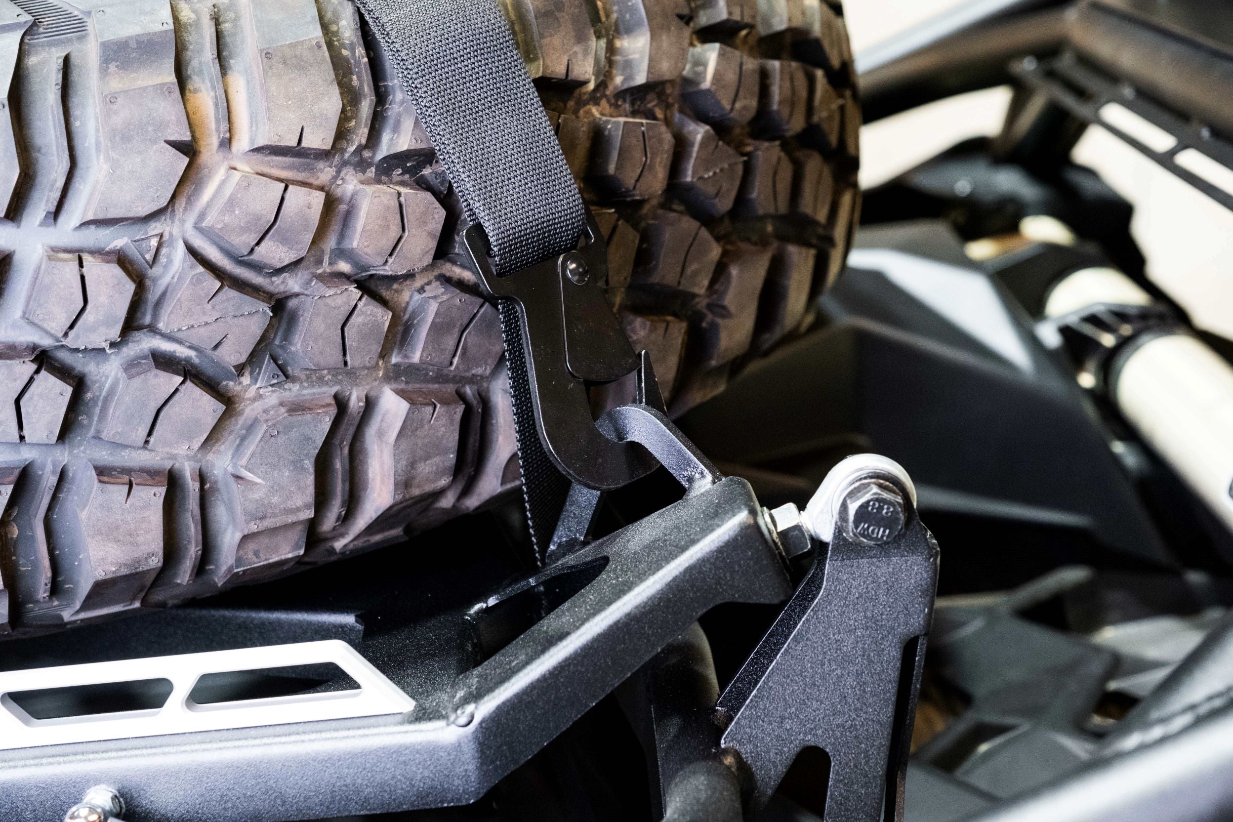 Photo of 2017-2024 Can Am X3 Maverick Volt Series Baja Spare Tire Rack by Elektric Offroad - Premium 2017+ Can Am X3 Maverick Volt Baja Rack for UTVs / Side by Sides