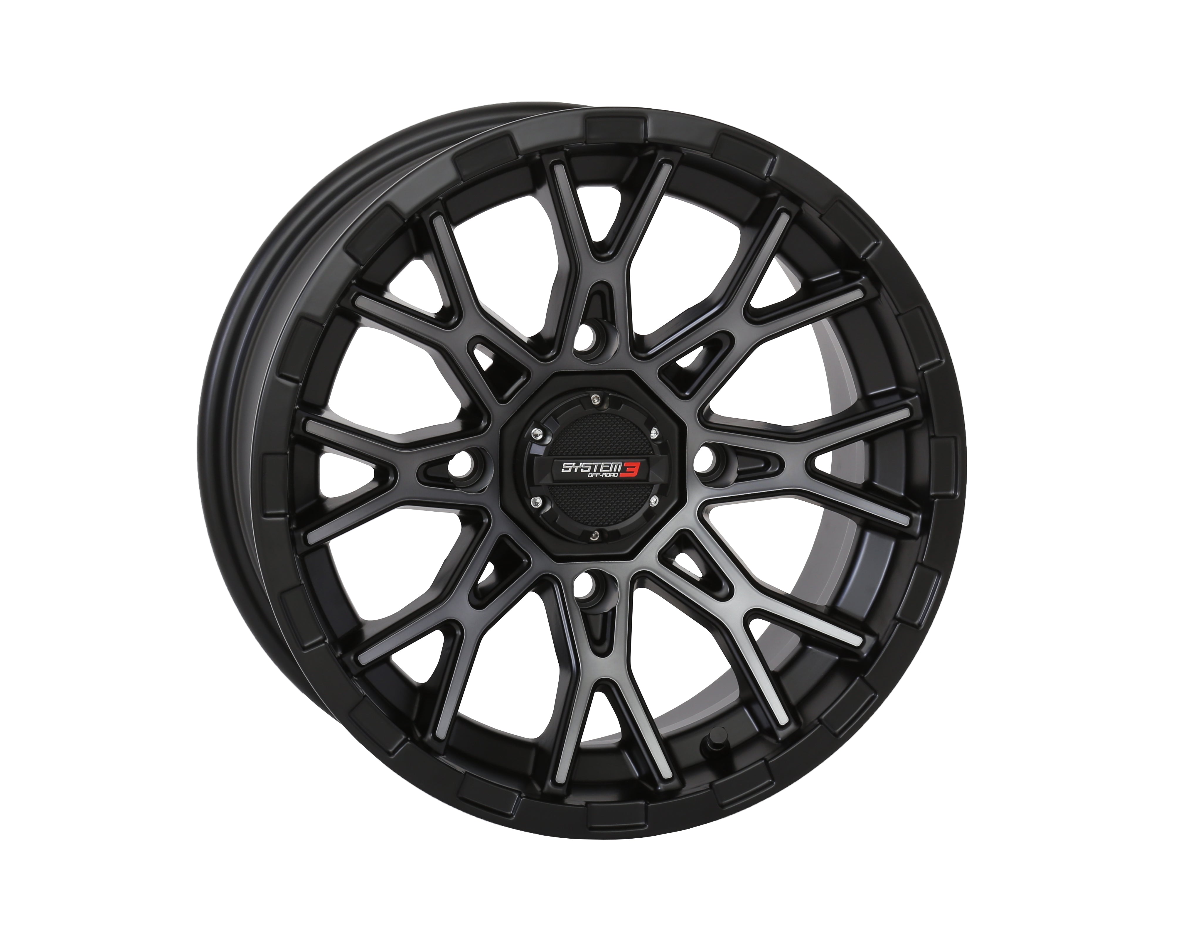 Photo of ST6 WHEEL 14X7 4+3 (+10MM) 4/137 MATTE DARK TINT by SYSTEM 3 - Premium Wheels for UTVs / Side by Sides