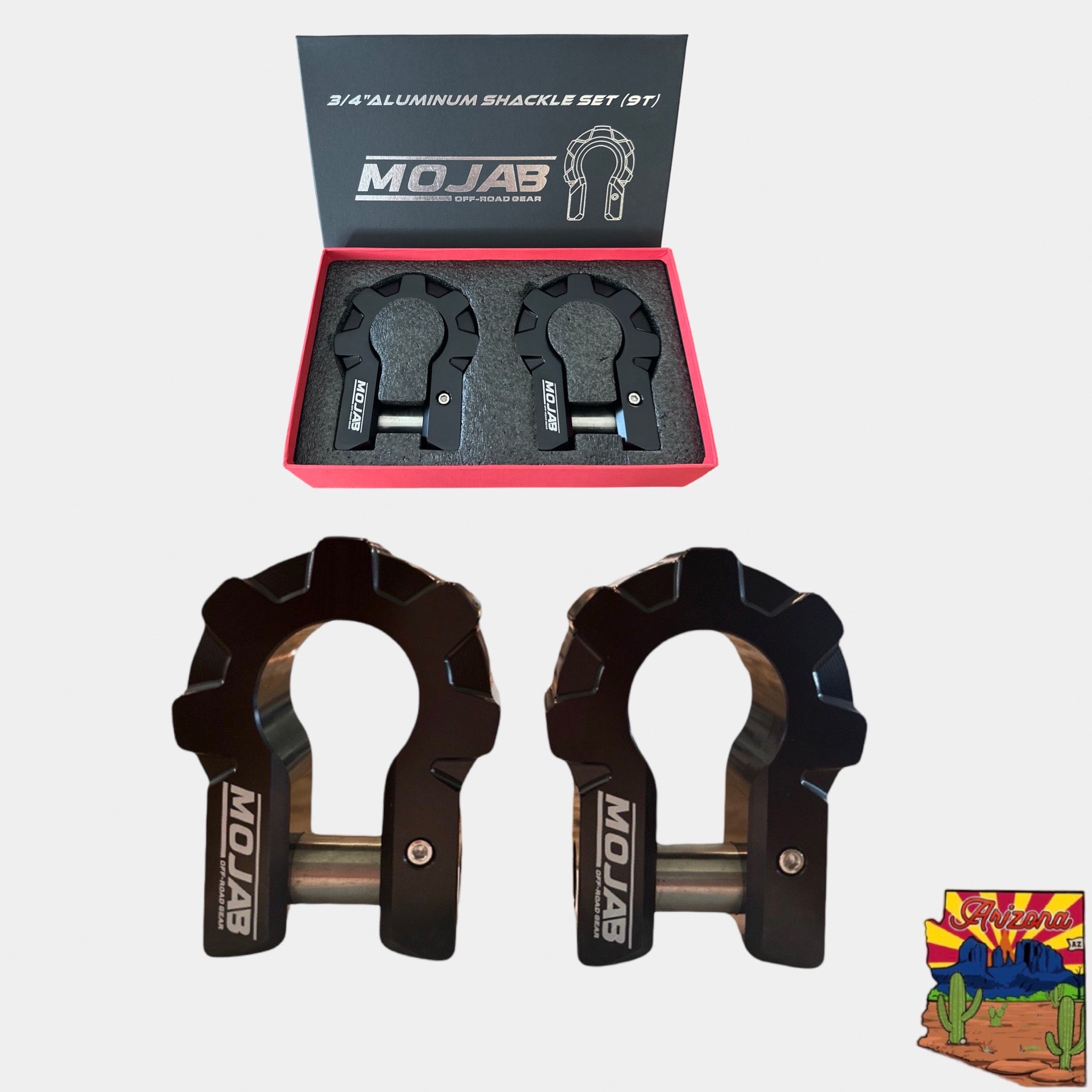 Photo of 3/4'' Extreme duty Aluminum D-Shackle set (9T) (LIFETIME WARRANTY*) by MOJAB OFFROAD - Premium Shackle for UTVs / Side by Sides