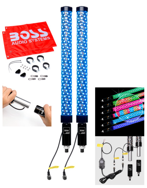 Photo of BOSS AUDIO BLUETOOTH 2" FAT LED WHIP 1 PR LED FAT WHIPS by BOSS AUDIO - Premium Accessories for UTVs / Side by Sides