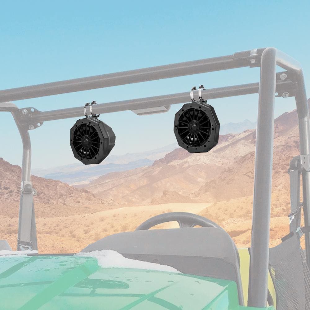 Photo of Universal 6.5" Speaker Cage Swivel Pods with 1.75 to 2" Mounting Clamps by Kemimoto - Premium for UTVs / Side by Sides