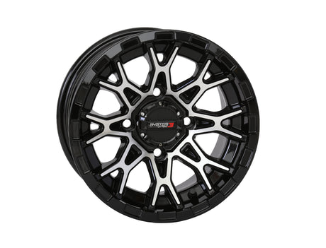 Photo of ST6 WHEEL 12X7 2+5 (-47MM) 4/110 GLOSS BLACK/MACHINED by SYSTEM 3 - Premium Wheels for UTVs / Side by Sides