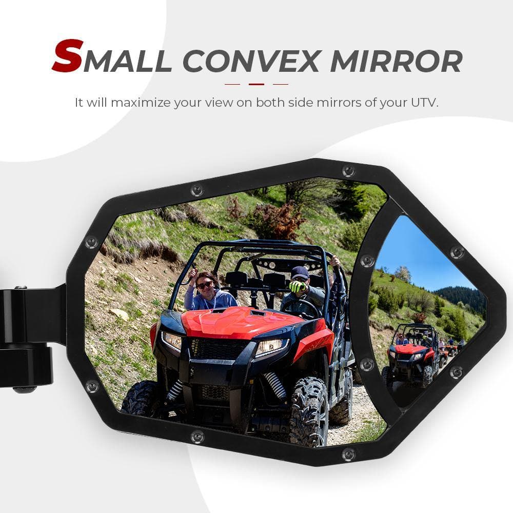 Photo of UTV 1.65"-2" Rear View Mirror & 1.6"-2" Round Tube Side Mirror by Kemimoto - Premium for UTVs / Side by Sides