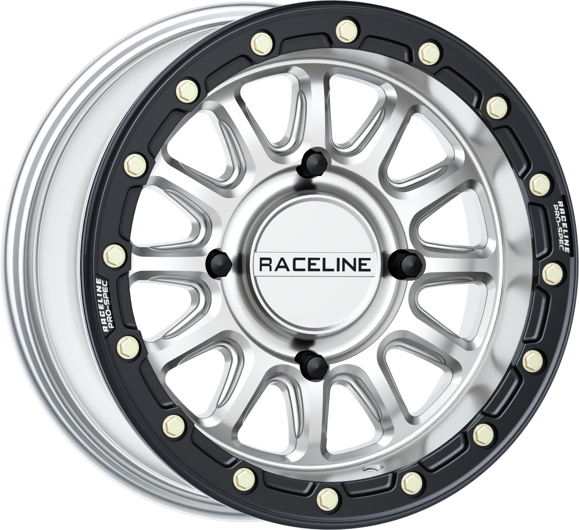 Photo of ALPHA HYPER WHEEL 4/156 HYPER SILVER/BLK 15X7 (+10MM) by RACELINE - Premium Wheels for UTVs / Side by Sides