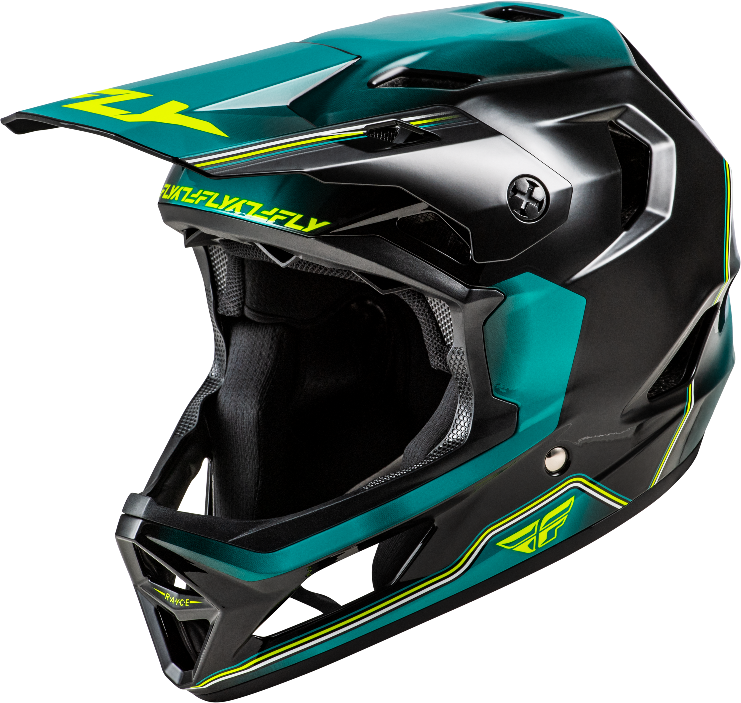 Photo of YTH RAYCE REPEAT BICYCLE HLMT BLACK/TEAL/HI-VIS YS by FLY RACING - Premium Helmets for UTVs / Side by Sides