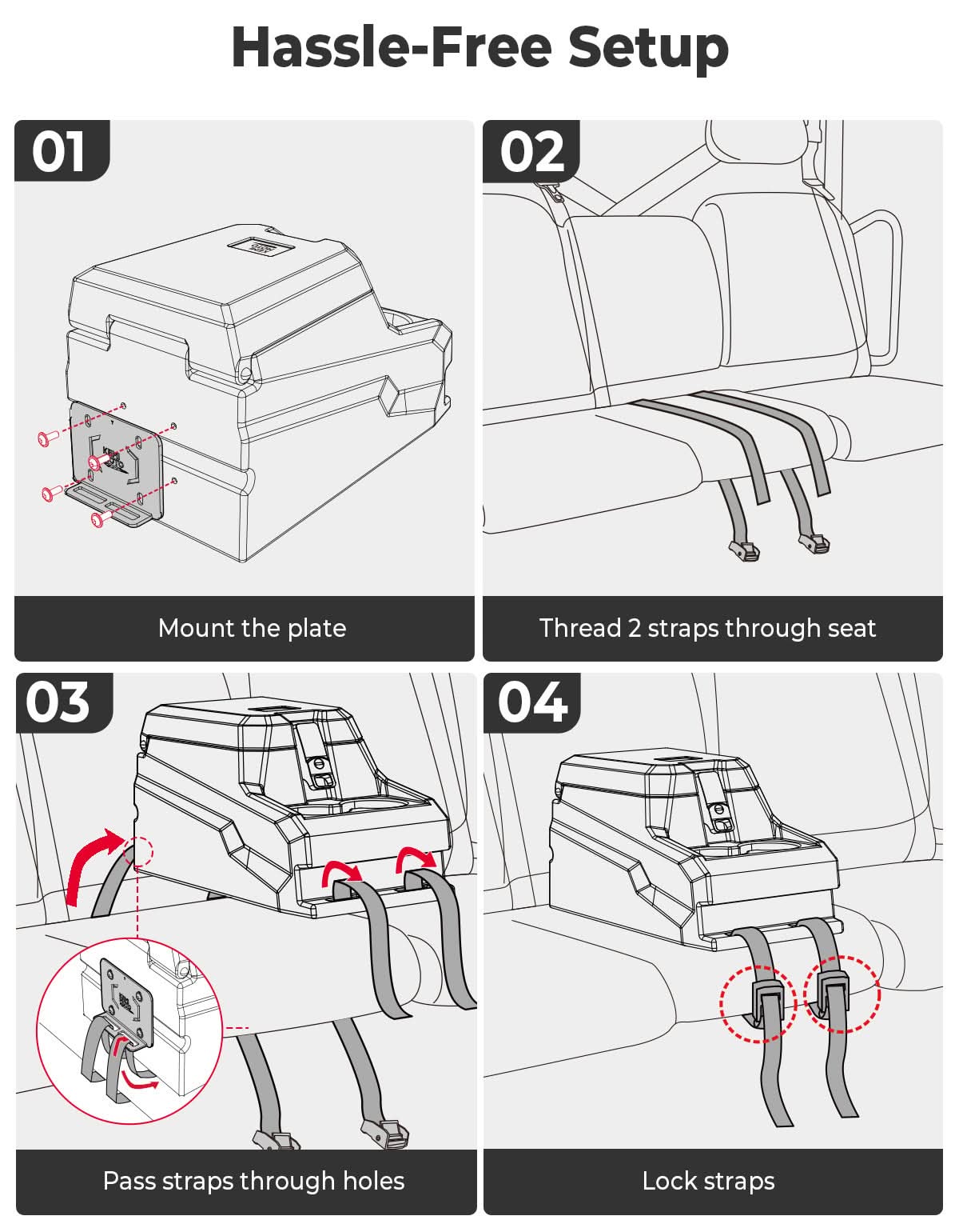 Photo of UTV Bench Seat Center Console Box for Polaris Ranger XP 1000/Crew 2017-2024 by Kemimoto - Premium for UTVs / Side by Sides