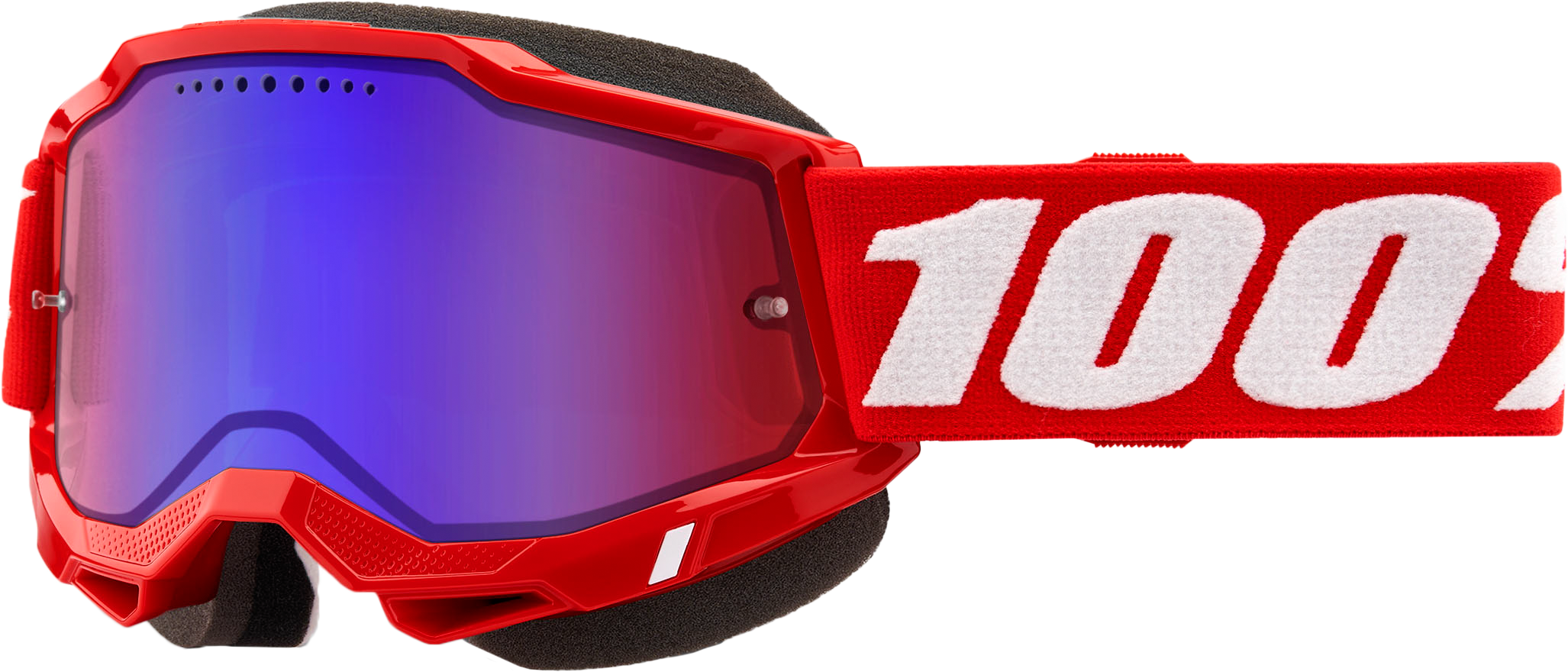 Photo of ACCURI 2 SNOWMOBILE GOGGLE NEON RED MIRROR RED/BLUE LENS by 100-PERCENT - Premium Eyewear for UTVs / Side by Sides