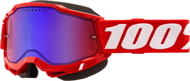 Photo of ACCURI 2 SNOWMOBILE GOGGLE NEON RED MIRROR RED/BLUE LENS by 100-PERCENT - Premium Eyewear for UTVs / Side by Sides