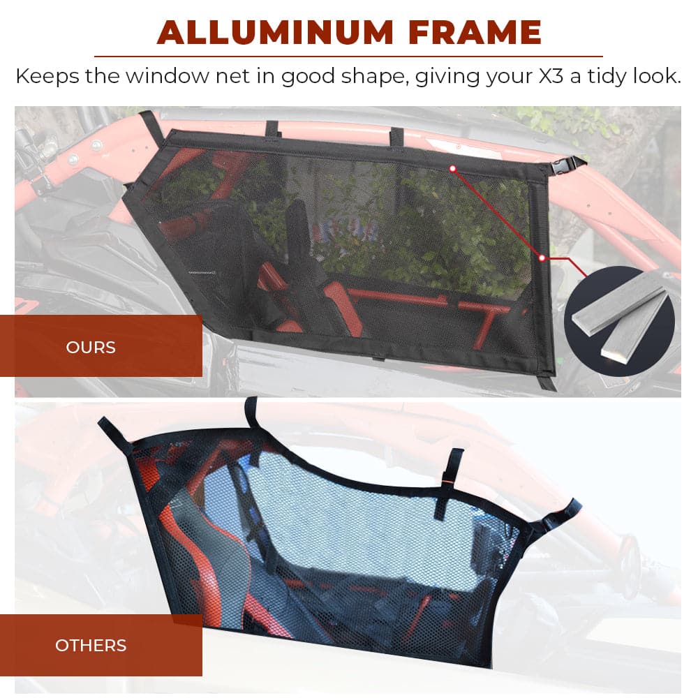 Photo of Upper Door Window Nets for Can Am Maverick X3/MAX - Set of Two by Kemimoto - Premium for UTVs / Side by Sides