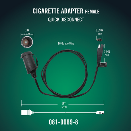 Photo of Female Cigarette Adapter Accessory Cable with Quick Disconnect by Battery Tender® - Premium for UTVs / Side by Sides