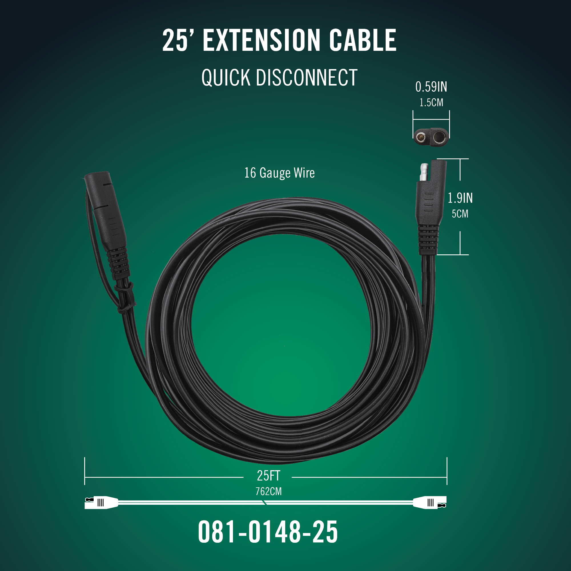 Photo of Quick Disconnect 25 Foot Extension Cable 4 Pack by Battery Tender® - Premium for UTVs / Side by Sides